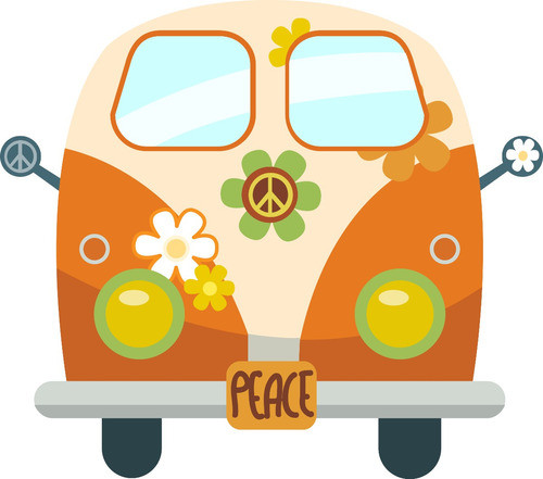 Kit Clipart Png Y Papeles Digitales Groovy 70 Retro Hippies 0