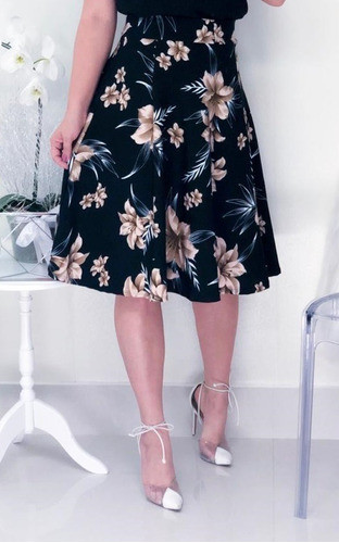 Kit Com 4 Saias Midi Godê Estampada Moda Feminina Evangélica 1