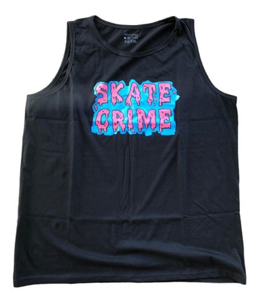 Camiseta Skate Crime Preta Slime Azul Rosa - Tam M 1