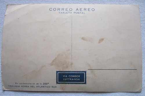 Antigua Postal 200 Travesia Atlantico Sur Lufthansa 1937 1