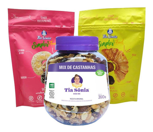 Kit 3 Snacks Mix De Castanhas E Mix Salgada Frutas Tia Sônia 0