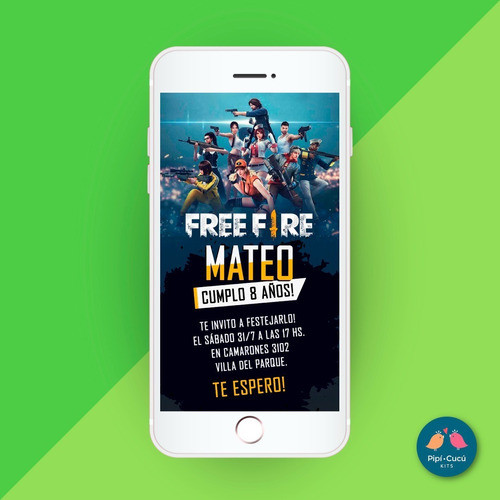 Invitación Virtual Digital Imagen - Free Fire (modelo 1) 0