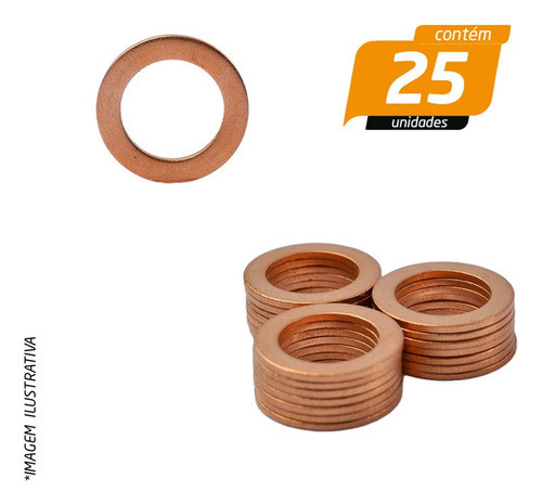 Arruela De Vedação Em Cobre 14 X 21 X 1,5mm - 25 Unidades 0