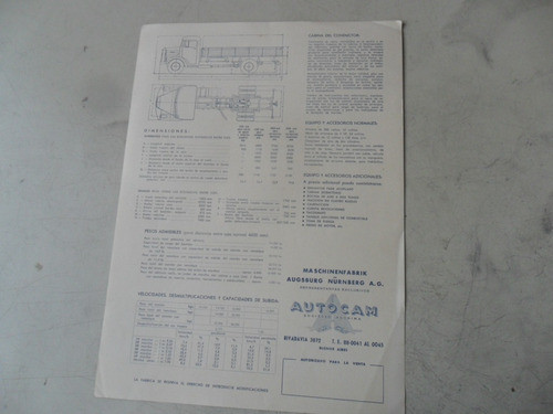 Folleto Man M.a.n Antiguo Camion Tipo 630 Diesel No Manual 1