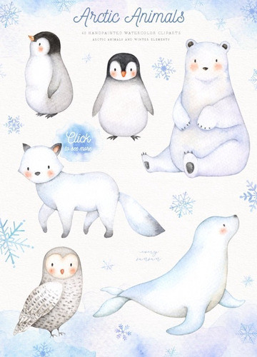 Kit Imagenes Png Animales Artico Invierno Frío Acuarela Es52 1