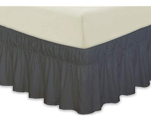 Zoyer Bed Ruffle (queen, Grey)-wrap Around Elastic Dust Ruff 0