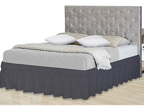 Zoyer Bed Ruffle (queen, Grey)-wrap Around Elastic Dust Ruff 1