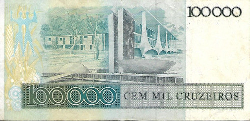 Brasil 100000 Cruzeiros Resello 100 Cruzados 1986 Mb Palermo 1