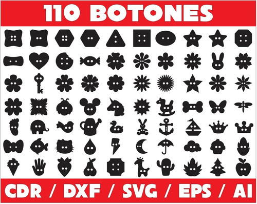 Pack De Vectores Corte Laser- 110 Botones 2 Y 3 Cm 0