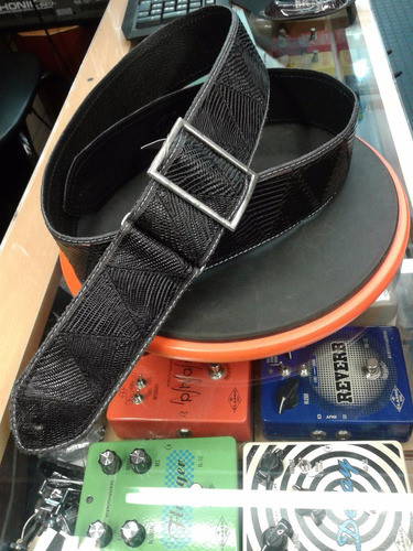 Correa Tijuana Lizard Negra Mod. 111-6 Cuero Negro C/hebilla 1