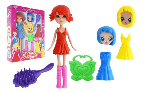 Muñeca 26cm Cambia Pelucas Cara Vestidos Botas  Bebe Bebote 0