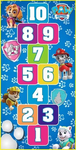 Tapete Brinquedo Criança De Lona Amarelinha Patrulha Canina 0