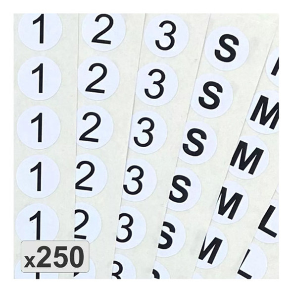 Etiquetas Talles Ropa Autoadhesivas Stickers Adhesivos X 250 0