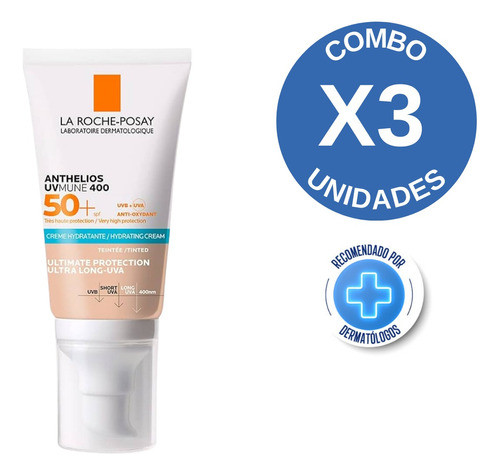 Combo X3 La Roche Posay Anthelios Mune 400 Spf50 Color 50 Ml 1
