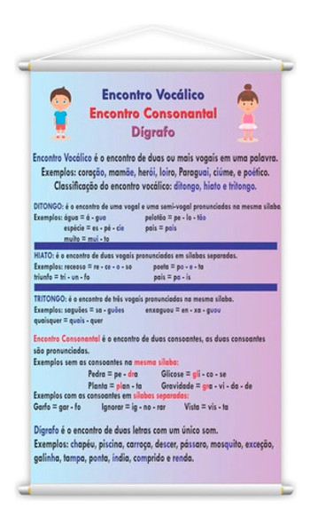 Banner Pedagógico Escolar Encontros Vocálicos 80x50cm 0