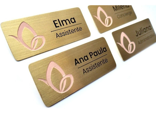6 Crachás Broche Dourado Personalizado Empresas Cerimonial 0