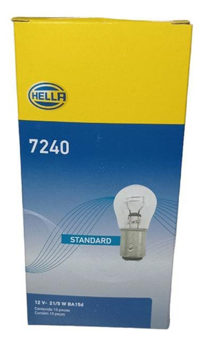 Lampara Hella Halogena 7240 12v 21/5w Ba15d X 10 Und Hl-h012 0