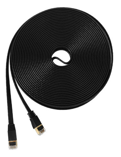 5 X Negro Ft 50 Cat7 Rj45 Red Ethernet Plana Patch Cable Par 1