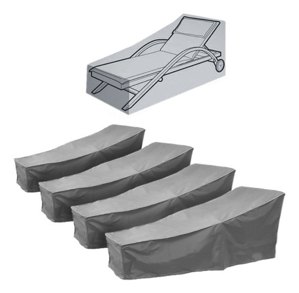 Capa Para Espreguiçadeira Proteção Impermeável Cinza 4 Peças 0