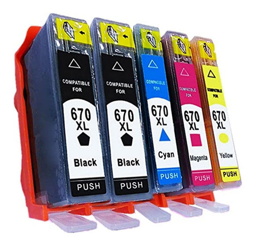5 Cartuchos 670xl Deskjet Ink Advantage 4615 5525 4625 3525 0