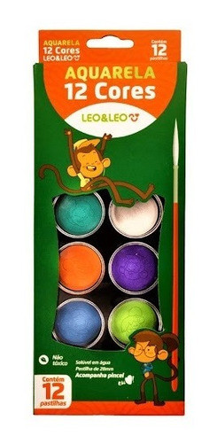 Estojo De Tinta Aquarela 12 Cores + Pincel Promoção Imediato 0