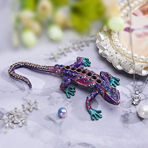 Cajas De Baratijas De Joyeria De Lagarto Purpura Con Bisag 1