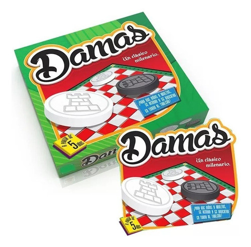 Damas Juego De Mesa 24 Fichas En Caja Familiar Con Tablero 1