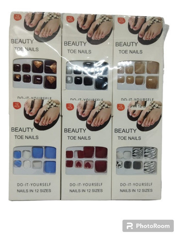 Uñas Postizas Para Pie Estampada X 12 0