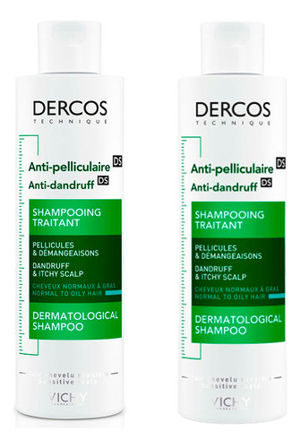 Set Shampoo Dercos Anticaspa Cabello Normal A Graso Vichy X2 0