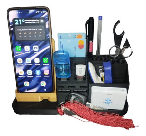 Organizador De Escritorio Porta Celular Desmontable 0