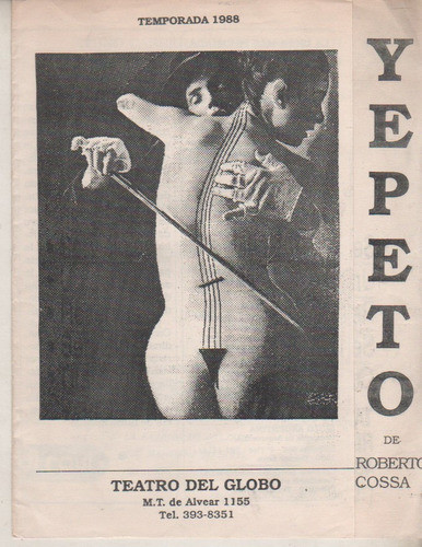 Programa Teatro El Globo  - Yepeto - Año 1988 - Grandinetti 0