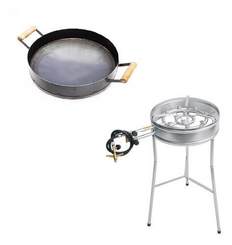 Kit Fogareiro 35ø C/ Tripé + Disco 43ø Borda 7cm Acampamento 0