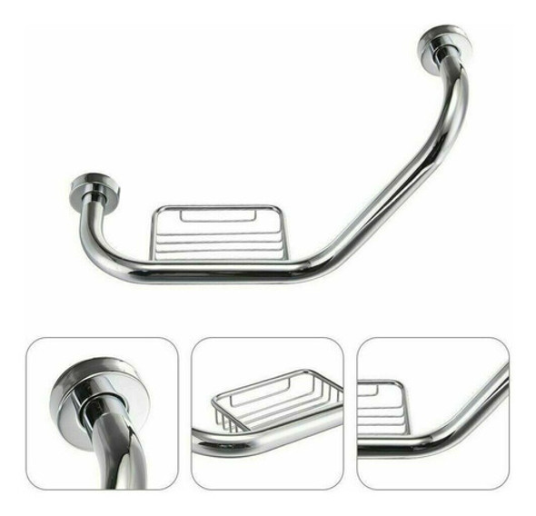 Agarradera Angular Con Jabonera Baño Acero Inoxidable 1