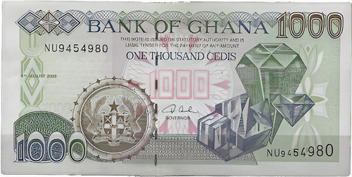 B215 Ghana Billete 1000 Cedis Año 2003 P-32i Impecable 0