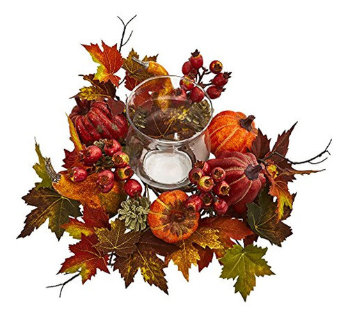 Calabaza Natural Casi Calabaza Berry Y Hoja De Arce Arreglo 1