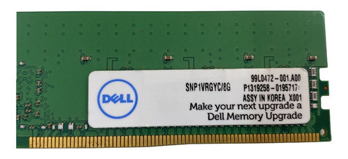 Memoria Dell 8gb 1rx8 Pc4-2666 Rdimm Snp1vrgyc/8g A9781927 @ 1
