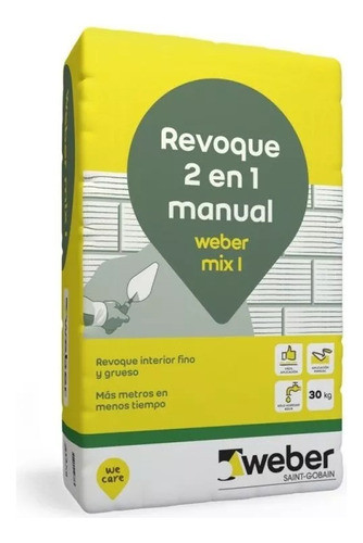 Revoque Interior Weber Mix I 2 En 1 30 Kg Gris Sibaco 0