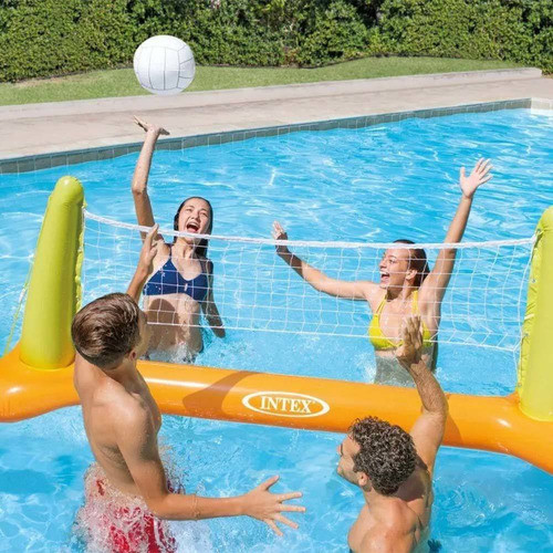 Volei Inflável Praia Piscina Com Bola Rede Intex #56508 1