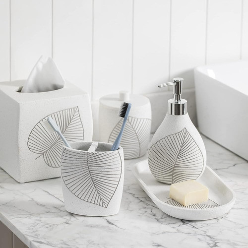 Elegante Diseño De Hojas, Conjunto De Accesorios De Baño De 1