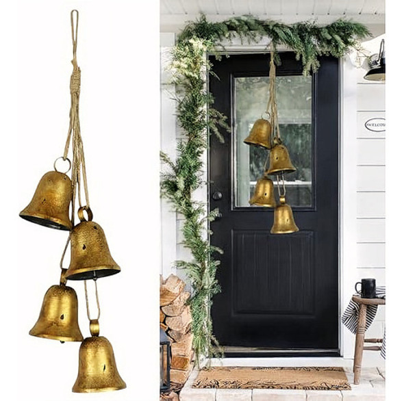 Campanas Navidad Decoracion Puerta Metal Dorado 1 Campanas Navidad Decoracion Puerta Metal Dorado 1