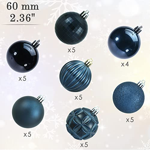 Adornos De Bola De Navidad De 60mm 34pcs. Azul Marino 1