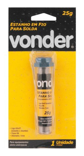 Estanho Em Fio 1,0 Mm 63 X 37, Com 25g 158966 Vonder 0