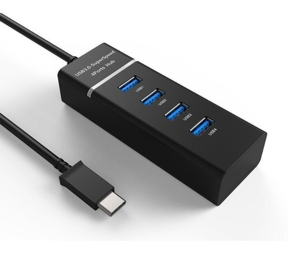 Hub Cabo Tipo C Usb 3.0 4 Portas Pendrive Type-c Adaptador 1