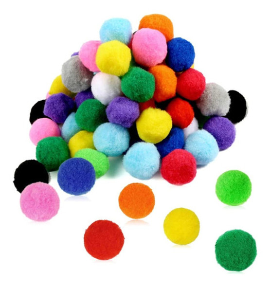 Pompones Grandes De Fieltro Multicolor 1,5 Cm X100 Unidades 0