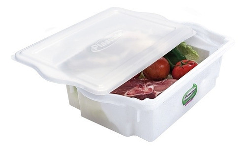 Caixa Plástica Empilhável 10l Com Tampa Branca 44x29x13cm 1