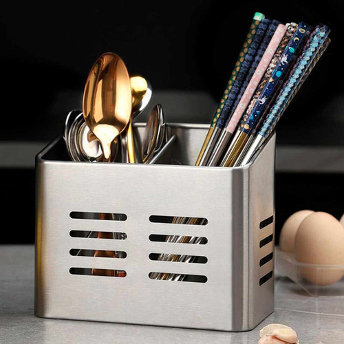 Porta Talher E Utensílios Escorredor Duo Em Aço Inox 1