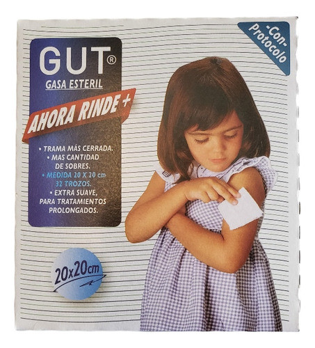 Gasa Estéril Gut N° 5 Medida 20x20 - 8 Sobres X 4 Trozos 0