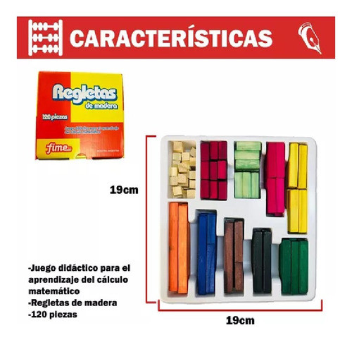 Regletas Madera Fime 120 Piezas Juego Didactico Matematica 1