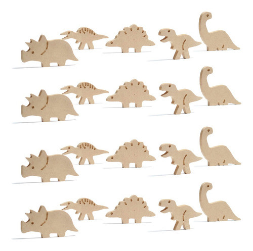 Dinosaurios Dinos Muñecos P/ Pintar Figuras Set X20 Madera 0
