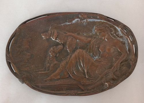 Antiga Bandeja Em Bronze Maciço - 33 X 21 Cm 0